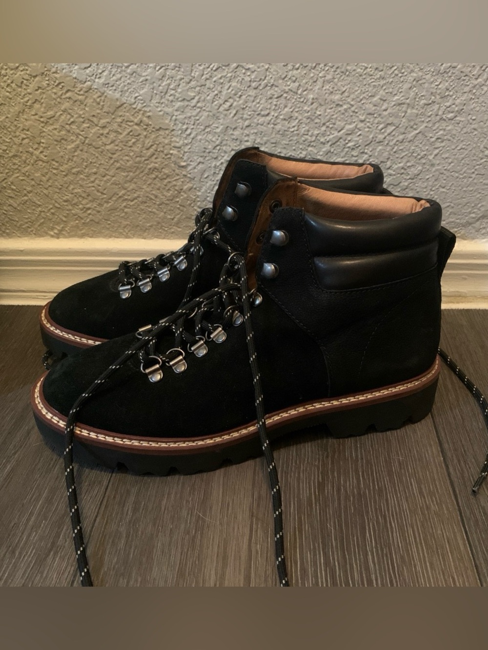 Madewell Black Suede Hiking-Style Boots